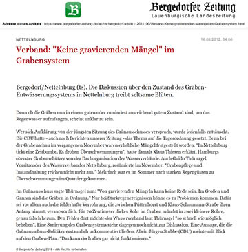 Bergedorfer Zeitung 16.3.12 - Verband, Keine gravierenden Mängel im Grabensystem